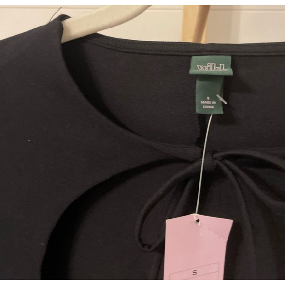 Wild Fable Black Mini Dress with a square neckline and tie detail side zipper - Picture 6 of 7